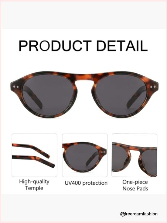 Retro Oval Sunglasses - UV400 Protection for Women Cat Eye Shades